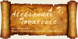 Aleksandar Tovarišić vizit kartica